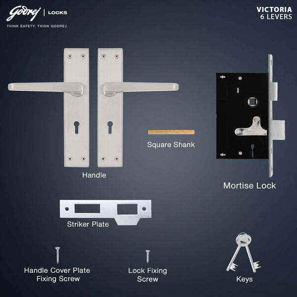 Godrej Victoria 6 Levers Door Handle with Lock Set (8084)
