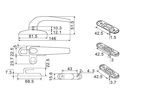 Ebco Aluminium Window Handle Deluxe 2 Left - Right