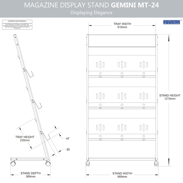 Pragati Systems Gemini MT-24 Literature Rack & Magazine Display Stand