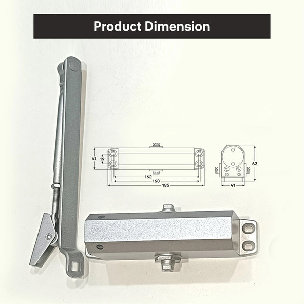 Yale Surface Mounted DCR-504 Door Closer, EN Size 4, Silver