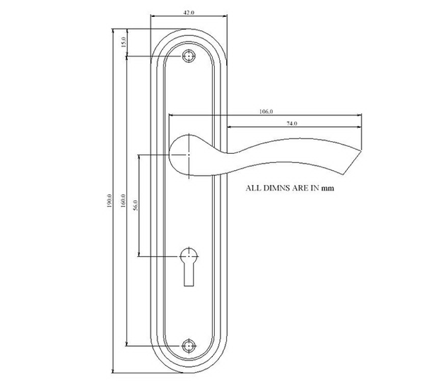 Link Locks  Daffodil/ Jasmine  7" Key Hole Handle Set with Mortise Lock 6 Levers(201)