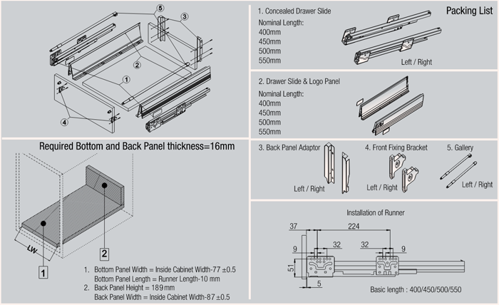 Motion Drawer Ebco Livsmart Pro-Motion Drawer Series 2 PMDS3-50(I) - KnobsKart.com ...